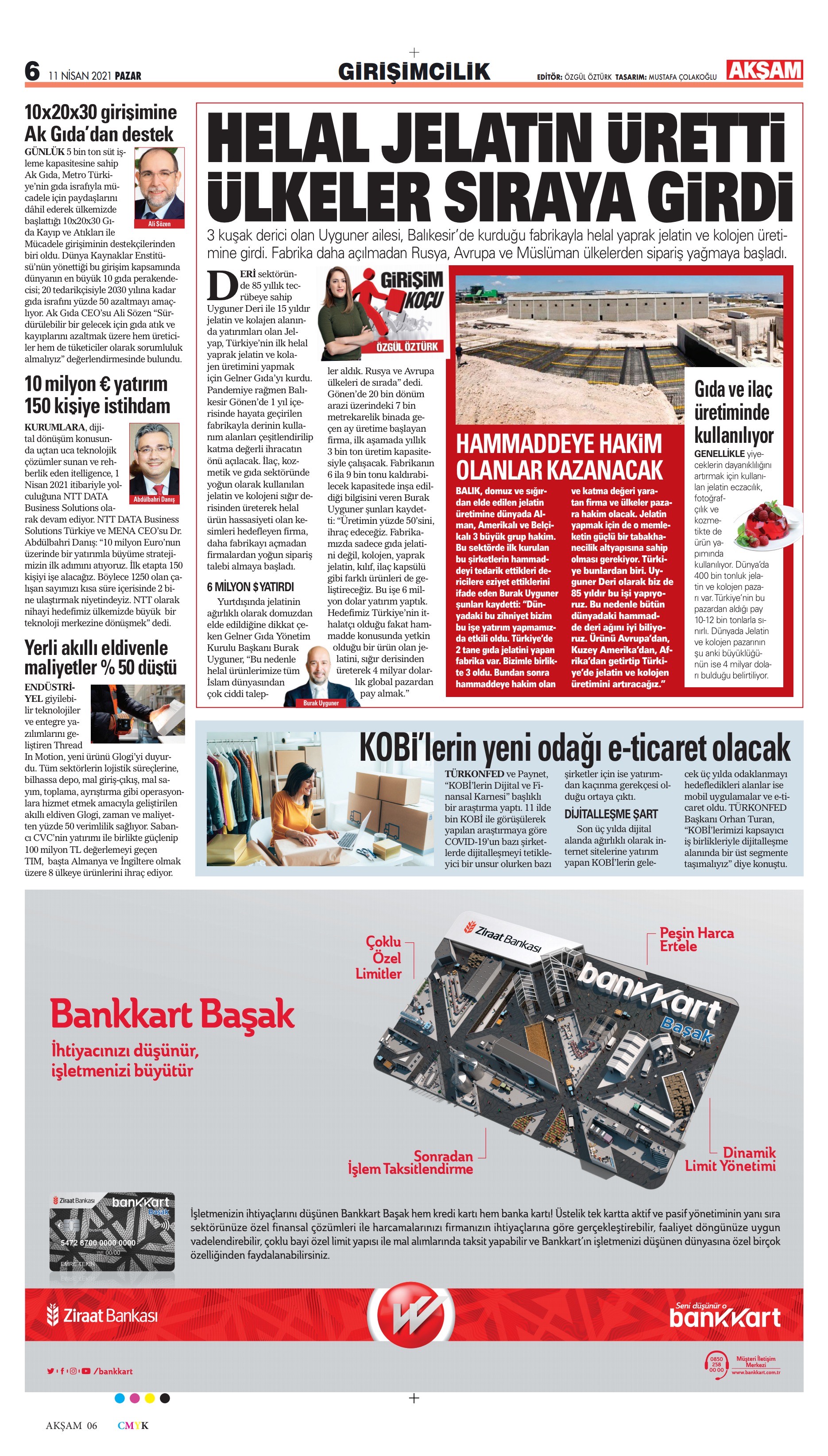 Akşam newspaper clipping, 11 April 2021, page 6