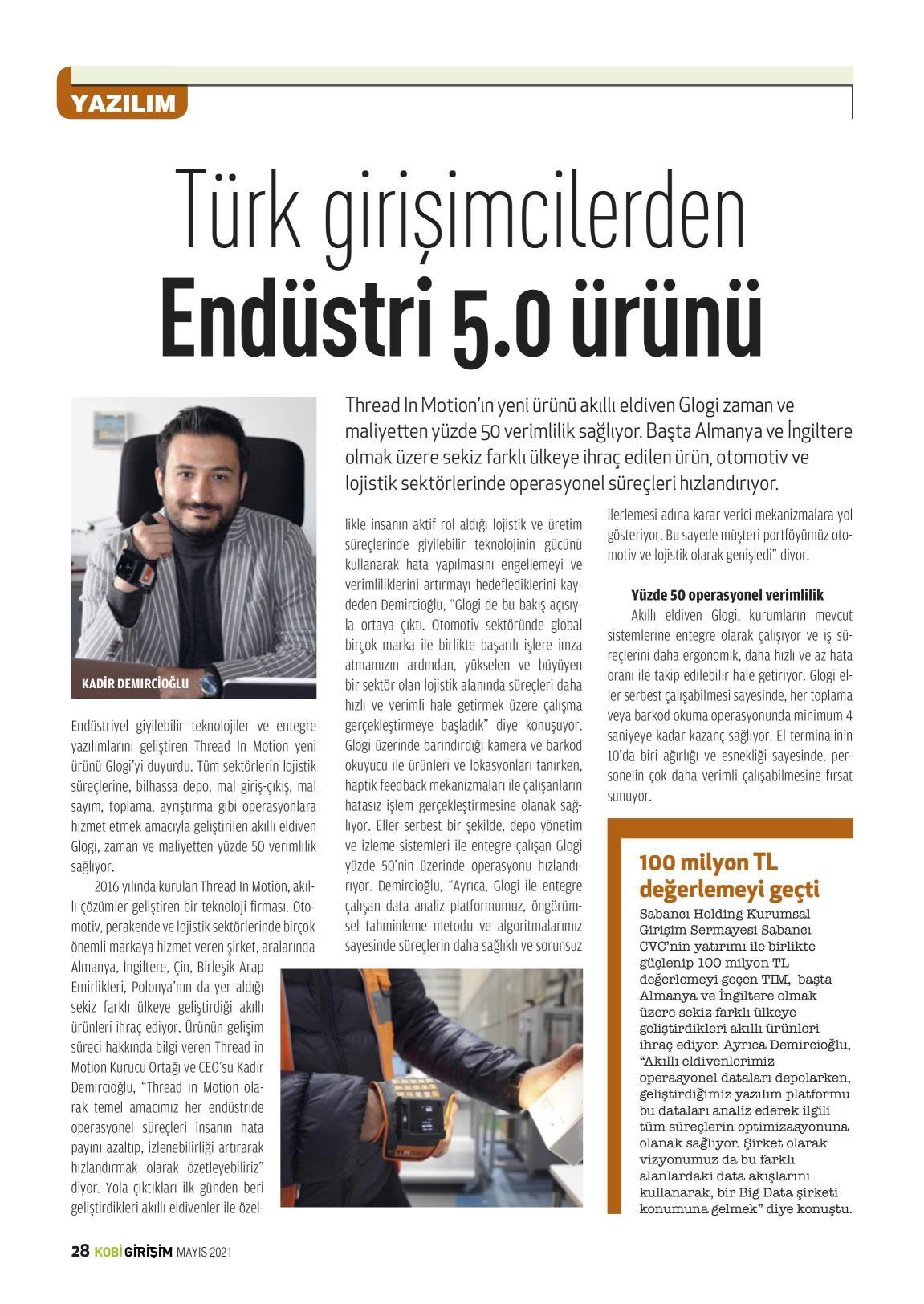 Ekonomist KOBİ Girişim, May 2021 — archived press clipping about Thread In Motion