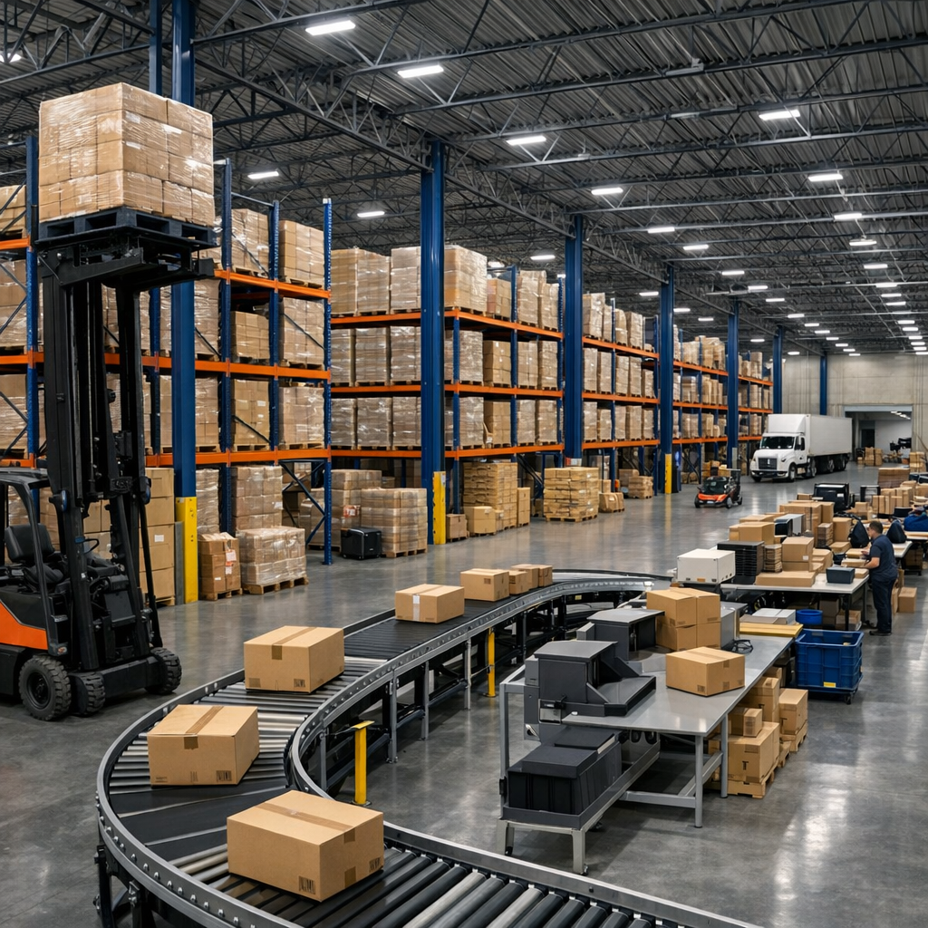 Modern warehouse facility with organized inventory and streamlined logistics operations